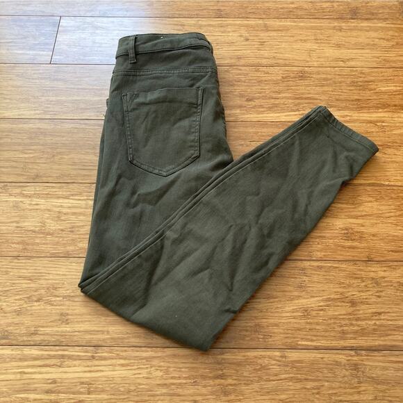 Zara Dark Earthy Green Low-Rise Jeans, Size 6 - Picture 1 of 5